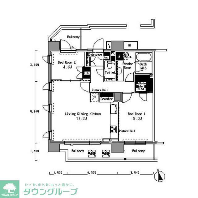 パークアクシス渋谷桜丘サウス(2LDK/11階)の間取り写真