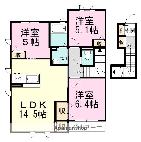 アンジェリーク(3LDK/2階)の間取り写真
