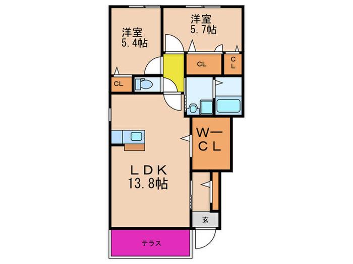 ディアコートPLUS(2LDK/1階)の間取り写真