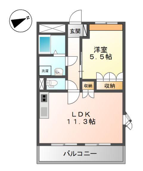 ビラージュ新野辺(1LDK/2階)の間取り写真