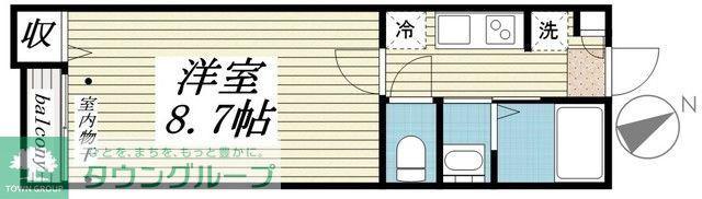 PASTEL(1K/2階)の間取り写真