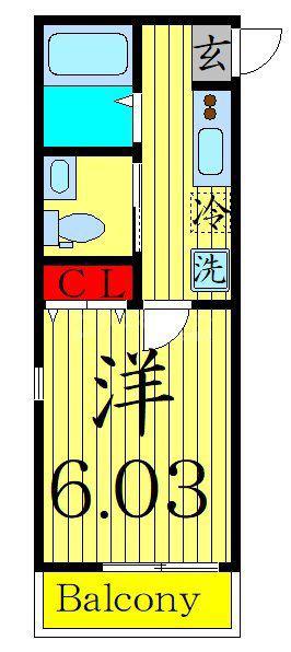 O2レジデンス六町 B棟(1K/3階)の間取り写真