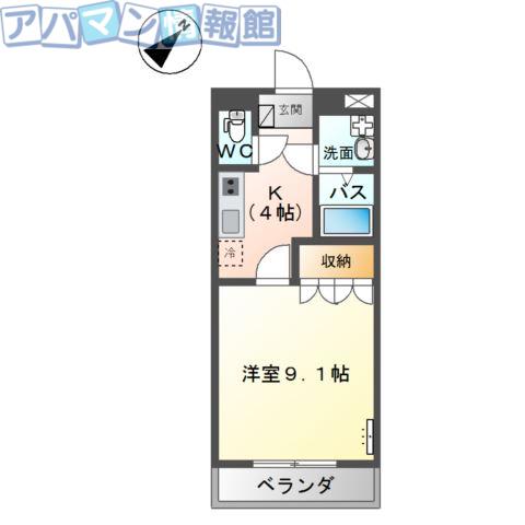 ＪＲ信越本線 矢代田駅 徒歩8分 2階建 築20年(1K/2階)の間取り写真