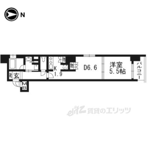 リーガル京都烏丸東(1DK/3階)の間取り写真