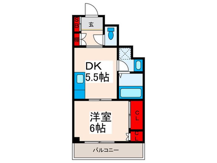 横山ビル(1DK/4階)の間取り写真