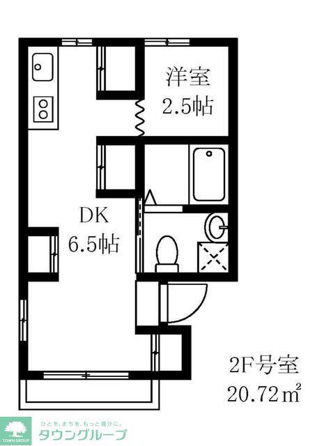 ルミナス渋谷本町(1DK/2階)の間取り写真