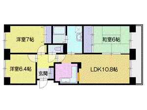 アイシティ真栄(3LDK/9階)の間取り写真