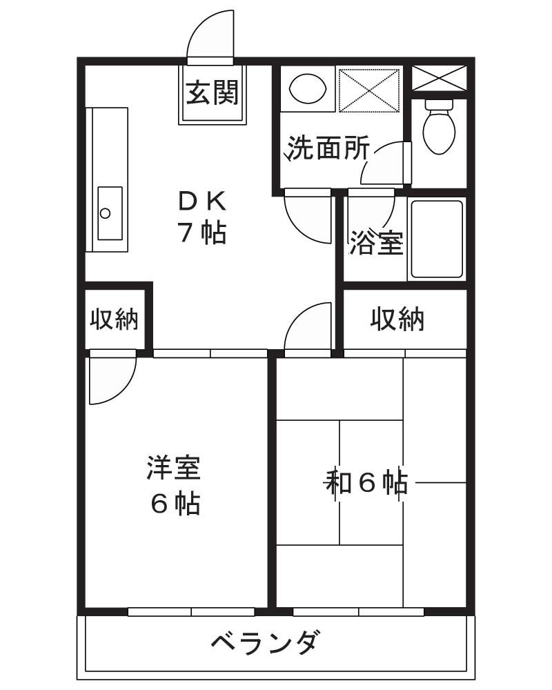 菊の園コーポ(2DK/2階)の間取り写真