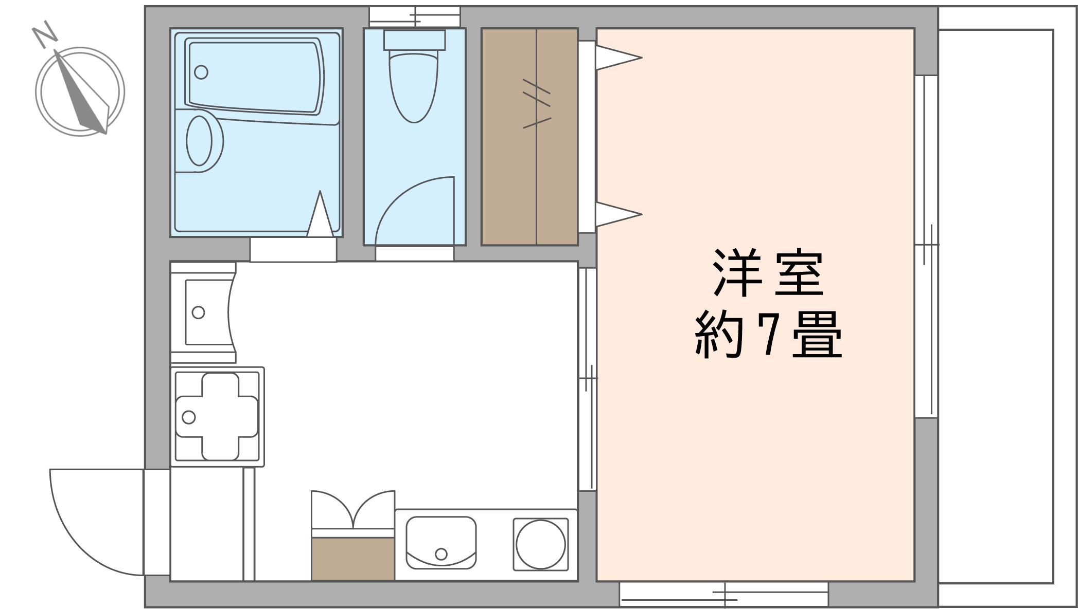 ヒルテラス下北沢(1K/2階)の間取り写真