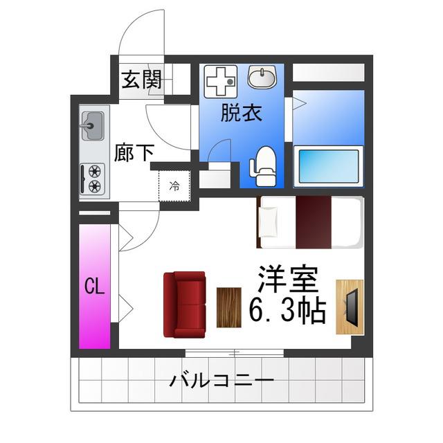 RITZSQUARESTREAMI(1K/3階)の間取り写真