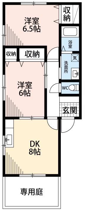 メイプル(2LDK/1階)の間取り写真