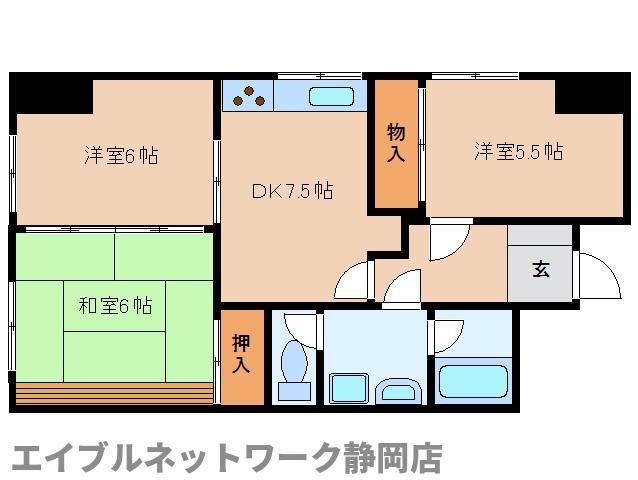 ラサタII(3DK/2階)の間取り写真