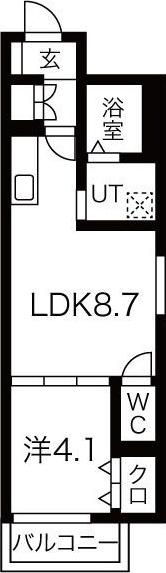 ホークシーム(1LDK/1階)の間取り写真