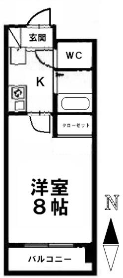 リバーエイト南分(1K/1階)の間取り写真