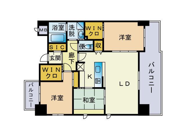 アクシオン別府駅前プレミアム(3LDK/3階)の間取り写真