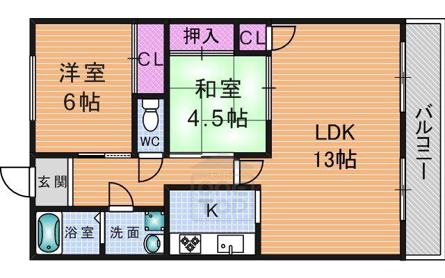 サイユウカン(2LDK/2階)の間取り写真