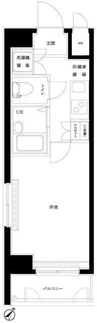 ルーブル西五反田弐番館(1K/8階)の間取り写真