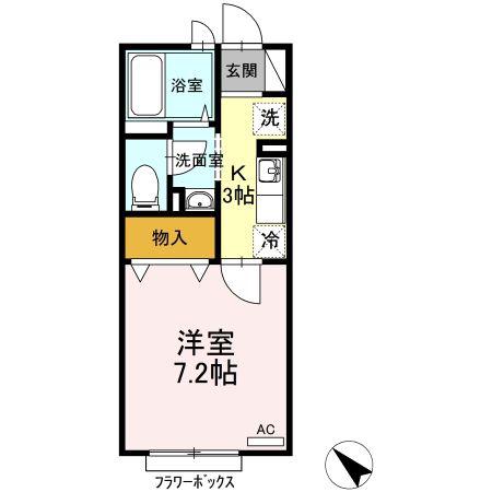 ガーデンプラザ弐番館(1K/2階)の間取り写真