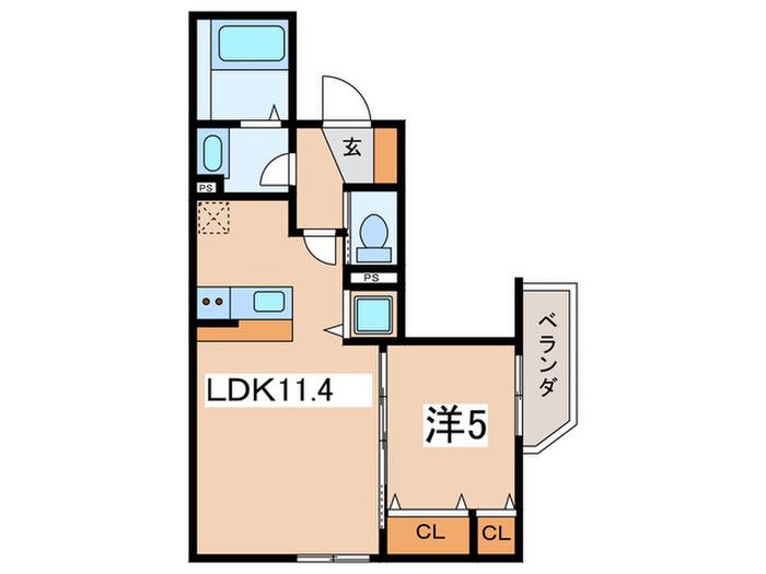GKY湘南(1LDK/1階)の間取り写真