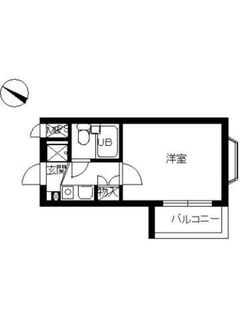 スカイコート矢部第2(1K/3階)の間取り写真