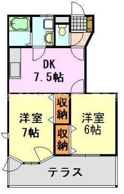 ドエルフォーラム五番館(2DK/1階)の間取り写真