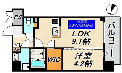 SDグランツ神戸PENINSULA(1LDK/10階)の間取り写真