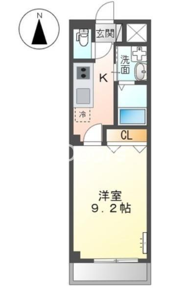 ルミエール(1K/2階)の間取り写真