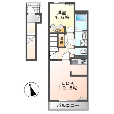 ショコラ(1LDK/2階)の間取り写真