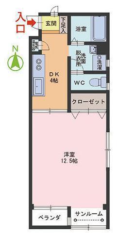 アイロイヤル明里(1DK/2階)の間取り写真