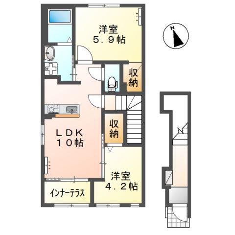 グランルーヴル(2LDK/2階)の間取り写真