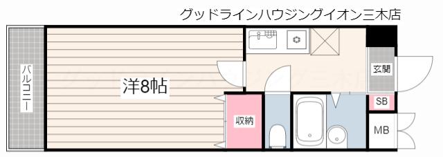 シャルル小野(1K/1階)の間取り写真