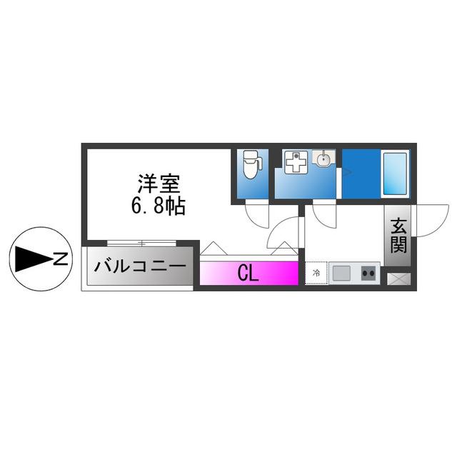 アプローズ新深江(1K/3階)の間取り写真