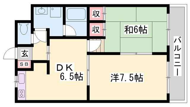 やしろ中村コーポ B棟(2DK/1階)の間取り写真