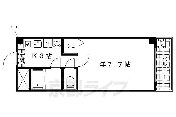 パークハイツテントク(1K/3階)の間取り写真