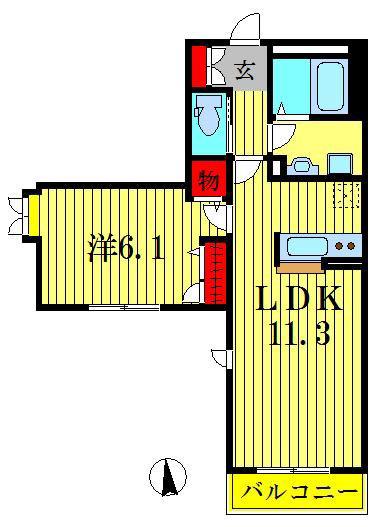 リベルテ金町(1LDK/1階)の間取り写真