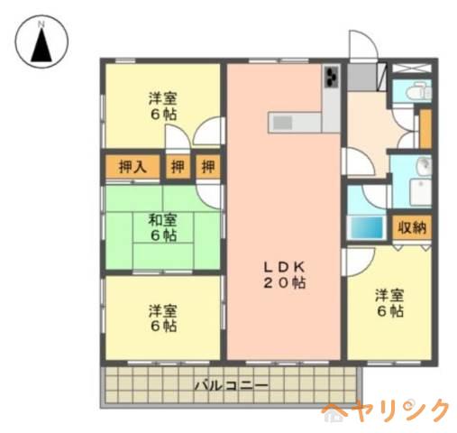 エトワール西山(4LDK/3階)の間取り写真