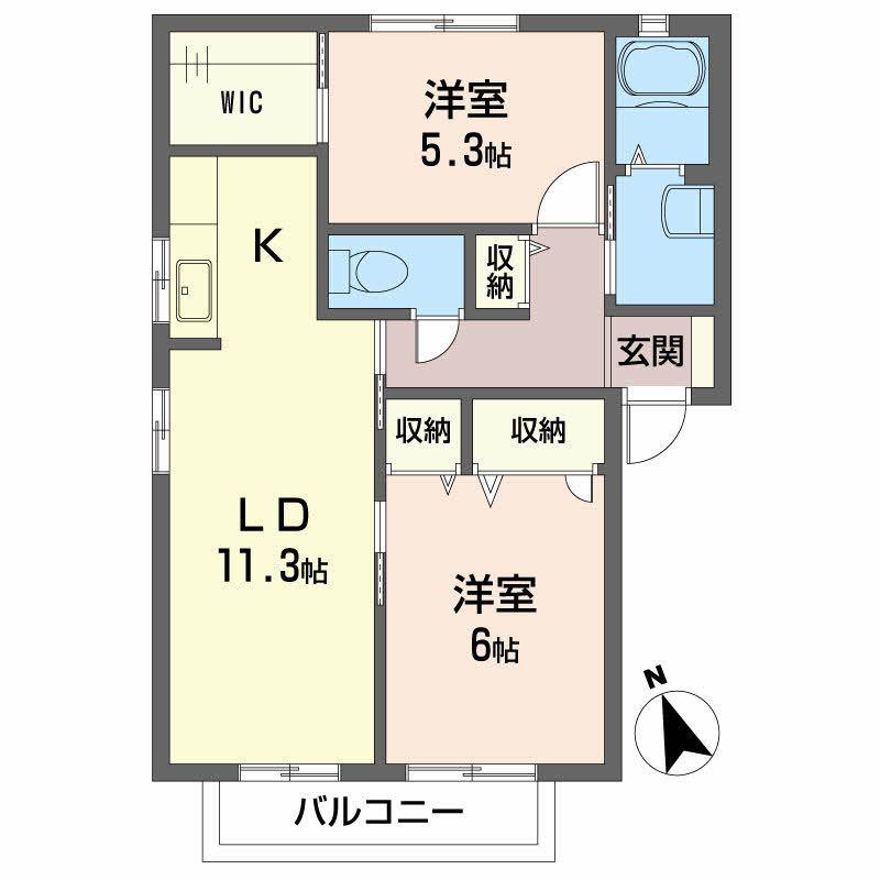 シャーメゾン ボン・コリーヌ A棟(2LDK/1階)の間取り写真