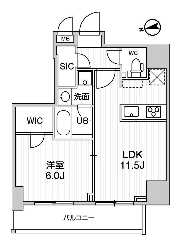 S-RESIDENCE新御徒町CHIAROエスレジデンス新御徒町キア(1LDK/2階)の間取り写真