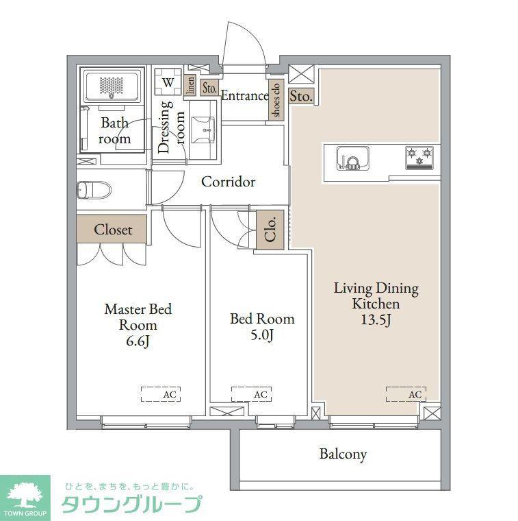 クラリティア横濱反町(2LDK/3階)の間取り写真