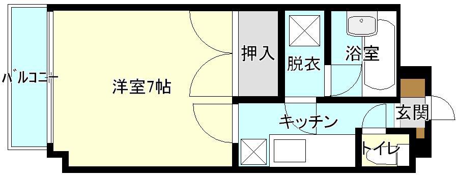 サザンフィールド(1K/3階)の間取り写真