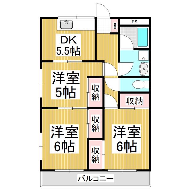 小平ビル(3DK/3階)の間取り写真