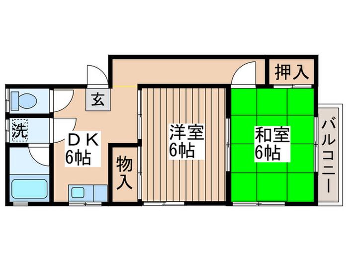 コーポ桜井(2DK/2階)の間取り写真
