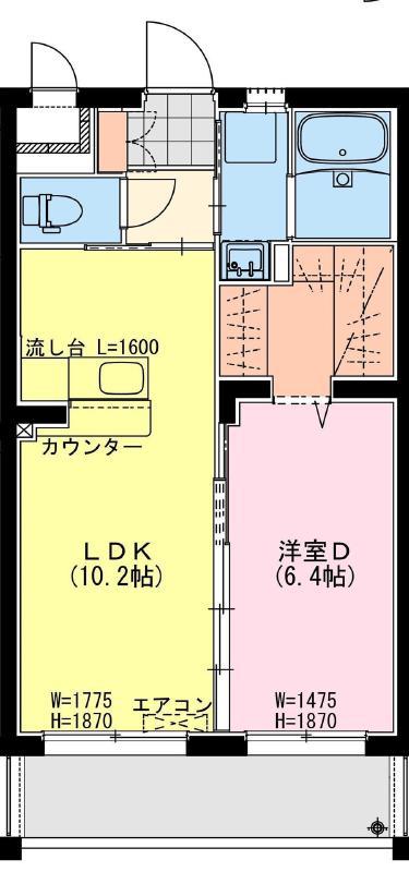 ヒカオオリエントマンション南棟(1LDK/5階)の間取り写真