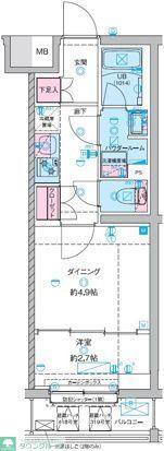 GENOVIA竹ノ塚(1DK/4階)の間取り写真