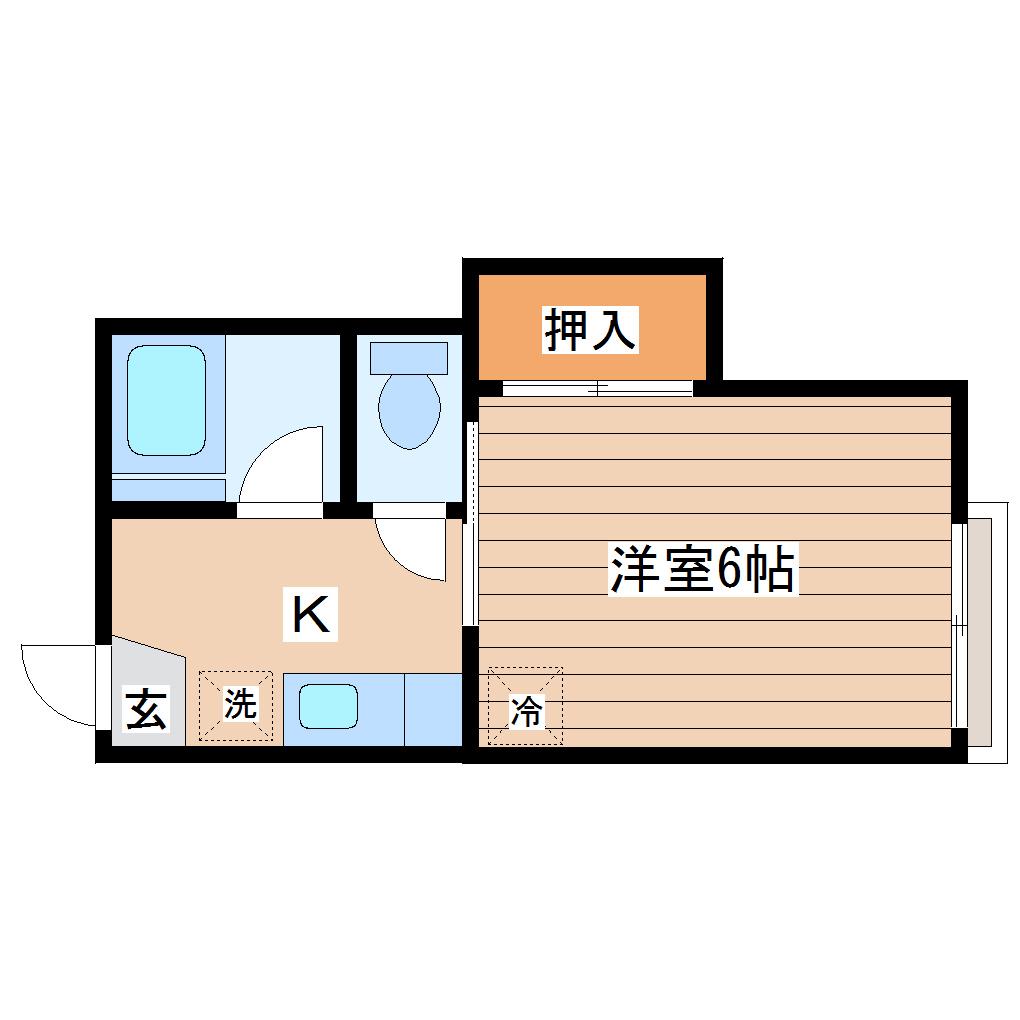 さくらと杜のテラス(1K/2階)の間取り写真