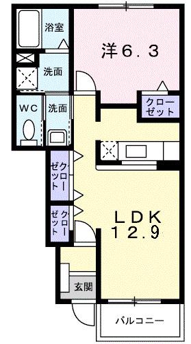 ルーラルII(1LDK/1階)の間取り写真