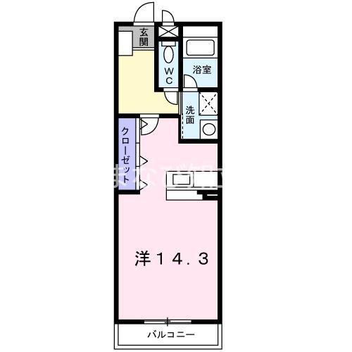 ブルーム(ワンルーム/1階)の間取り写真