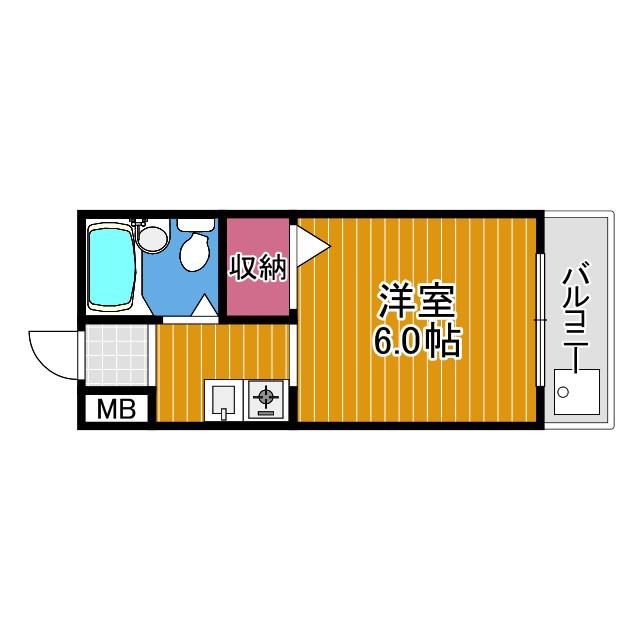 スクエア錦織(1K/1階)の間取り写真