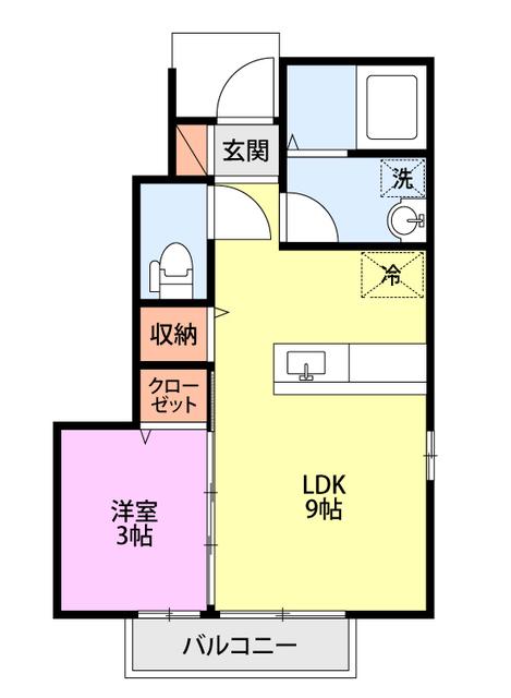 グランモアさいがた(1LDK/1階)の間取り写真