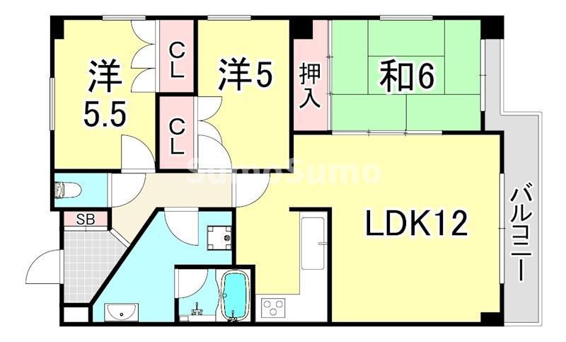 メゾンAIOI(3LDK/1階)の間取り写真